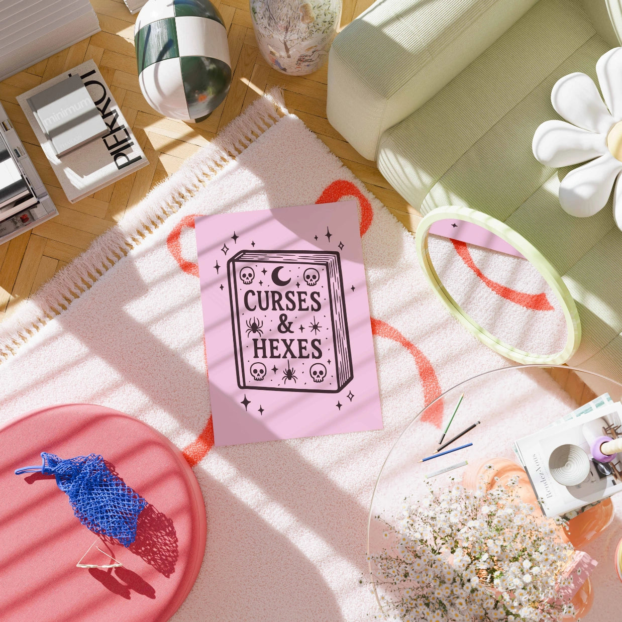 Curses and Hexes - Pink Halloween Print