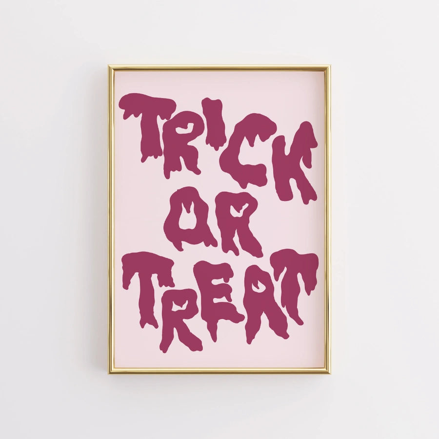Drippy Trick or Treat Print – Pink Halloween Wall Art