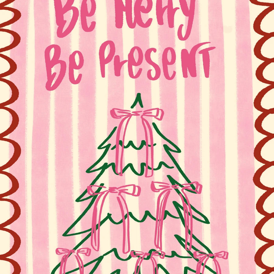 Be Merry Be Present Wall Art – Cute Holiday Decor