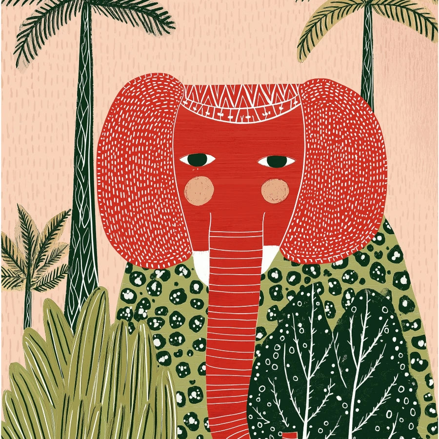 Elefanten-Wandbild – Verspielter Safari-Tierdruck 