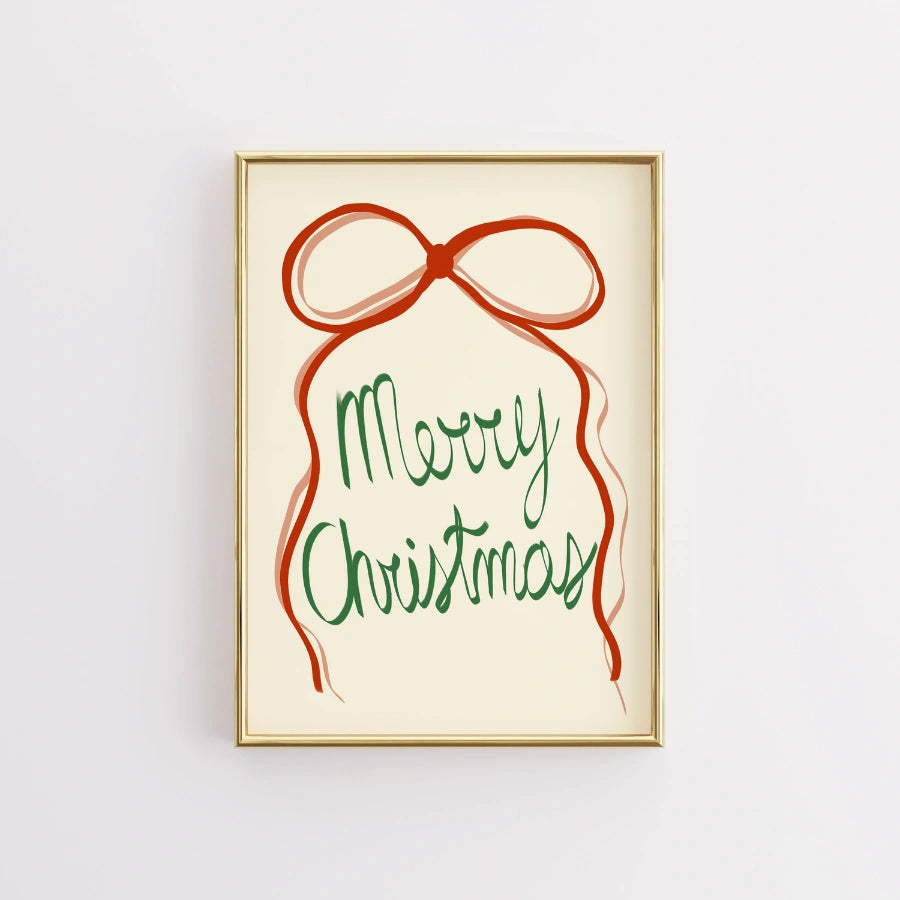 Merry Christmas Wall Art – Minimal Festive Typography Poster