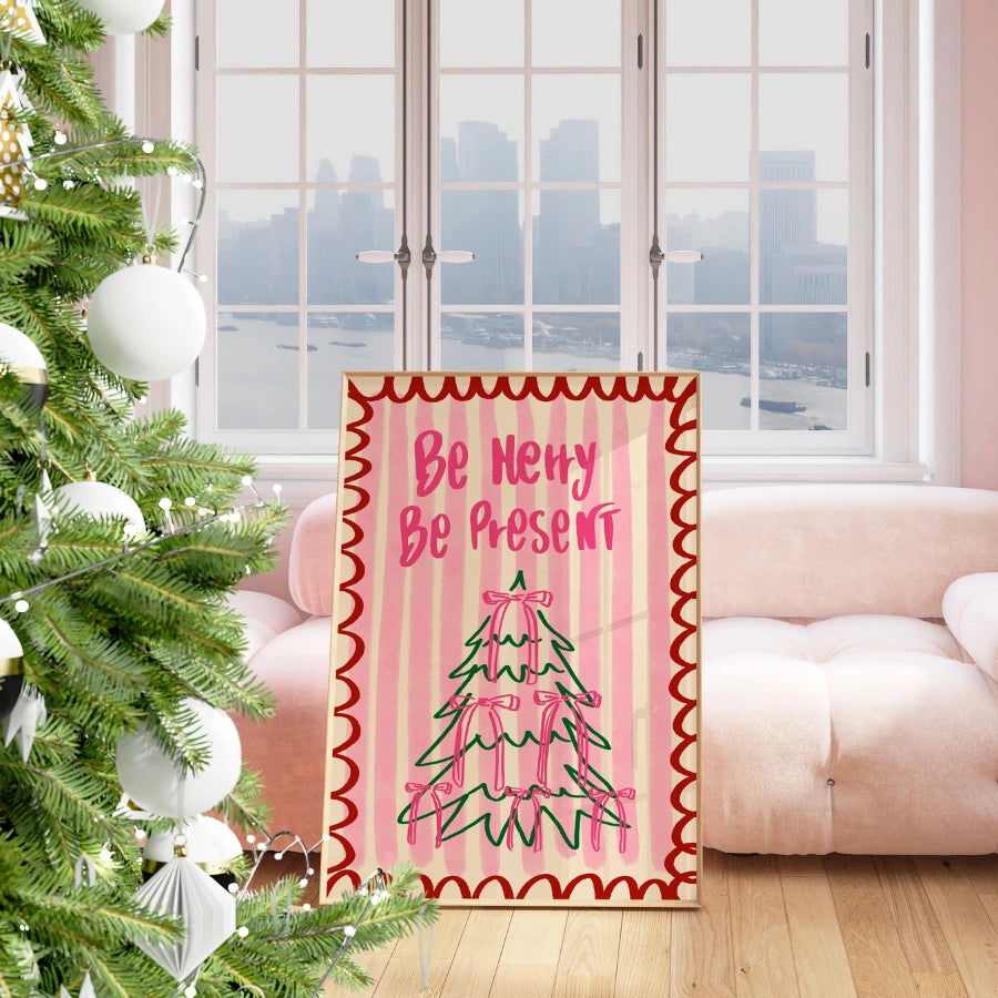 Be Merry Be Present Wall Art – Cute Holiday Decor