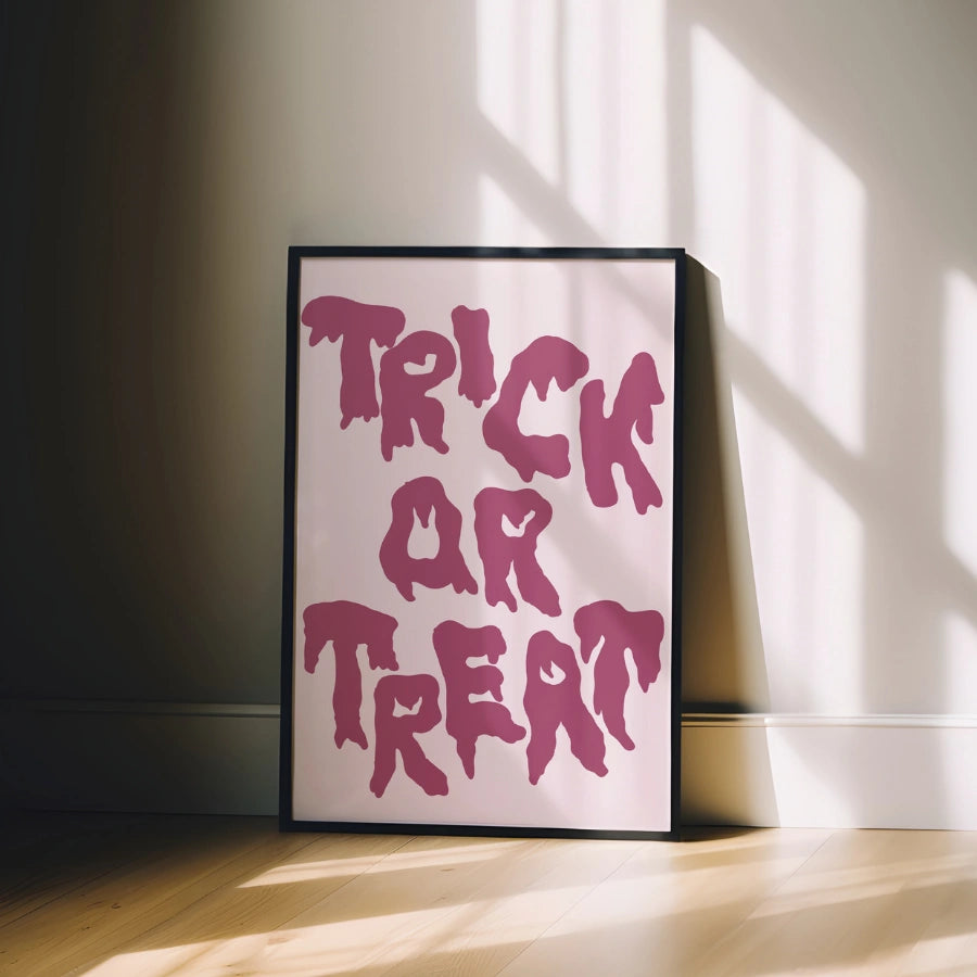 Drippy Trick or Treat Print – Pink Halloween Wall Art