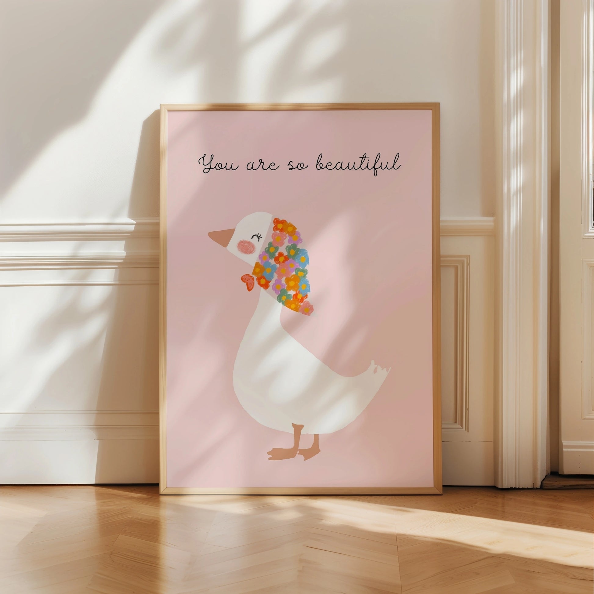 You Are So Beautiful Wall Art - Cute Goose Print for Kids