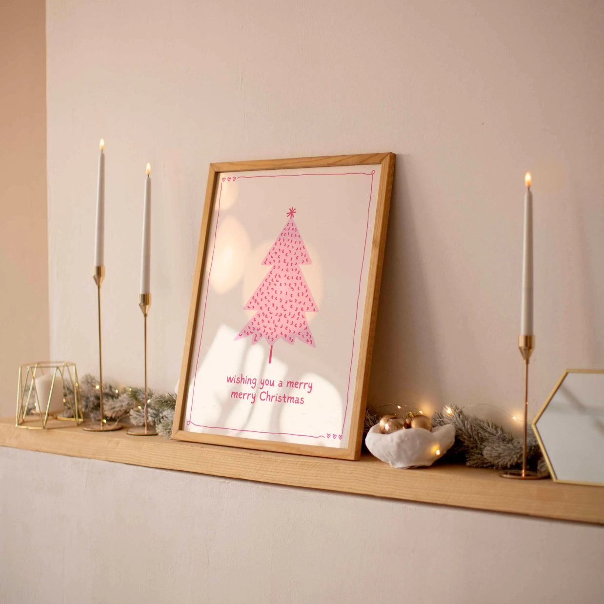 Stampa albero di Natale rosa