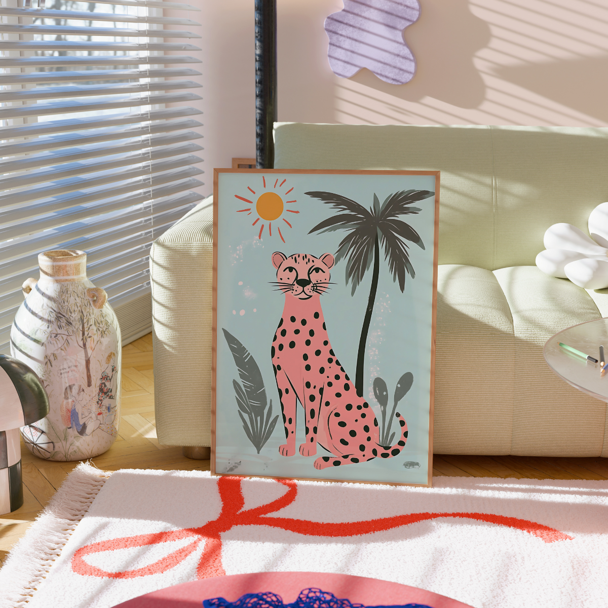 Pink Cheetah Wall Art – Tropical Animal Print