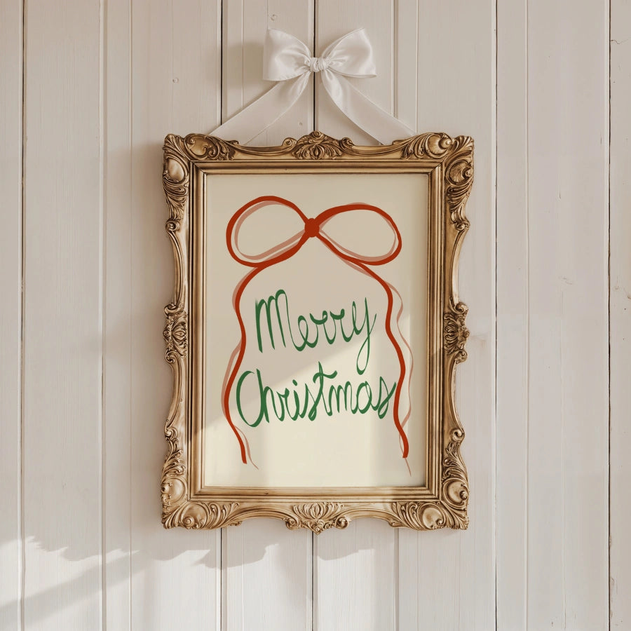 Merry Christmas Wall Art – Minimal Festive Typography Poster