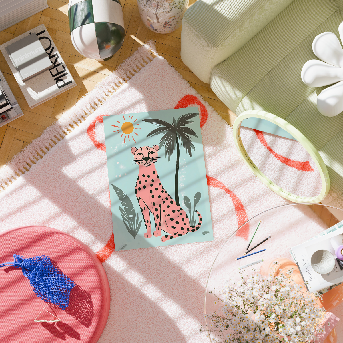 Pink Cheetah Wall Art – Tropical Animal Print