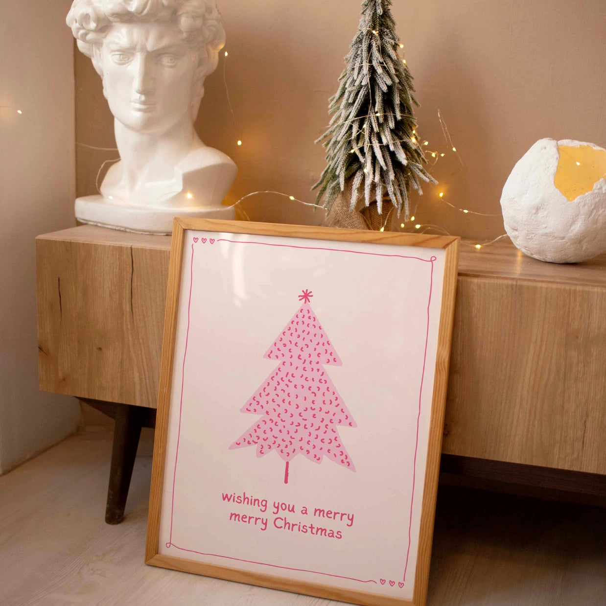 Stampa albero di Natale rosa