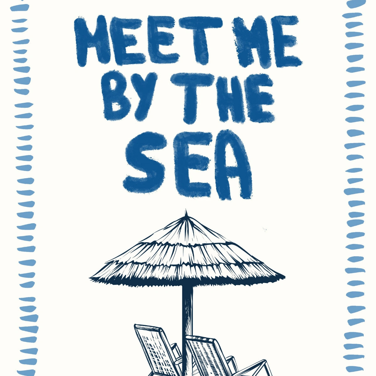 Meet Me by the Sea Print - Beach Umbrella Wall Art
