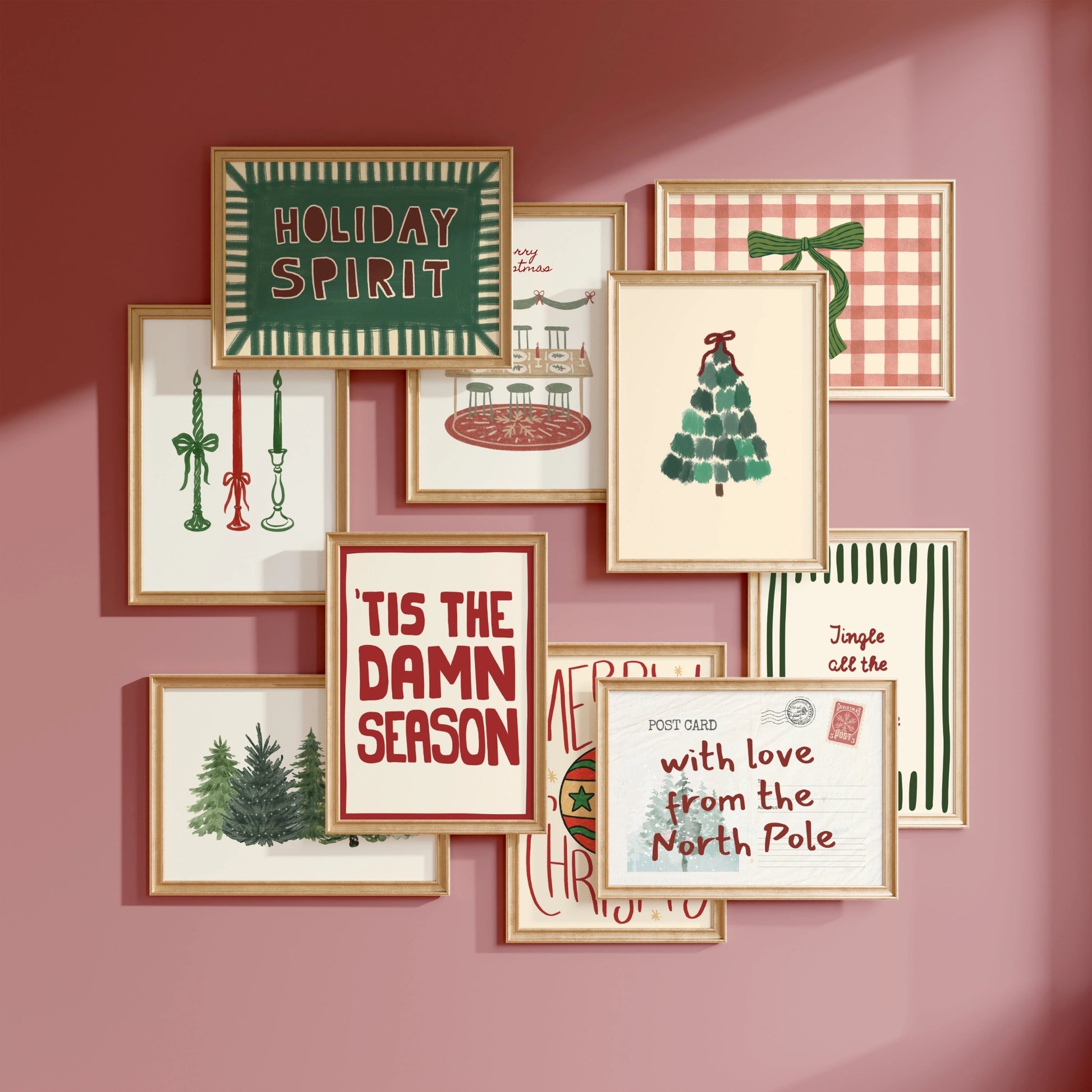Hand-Drawn Holiday Set of 16 Prints