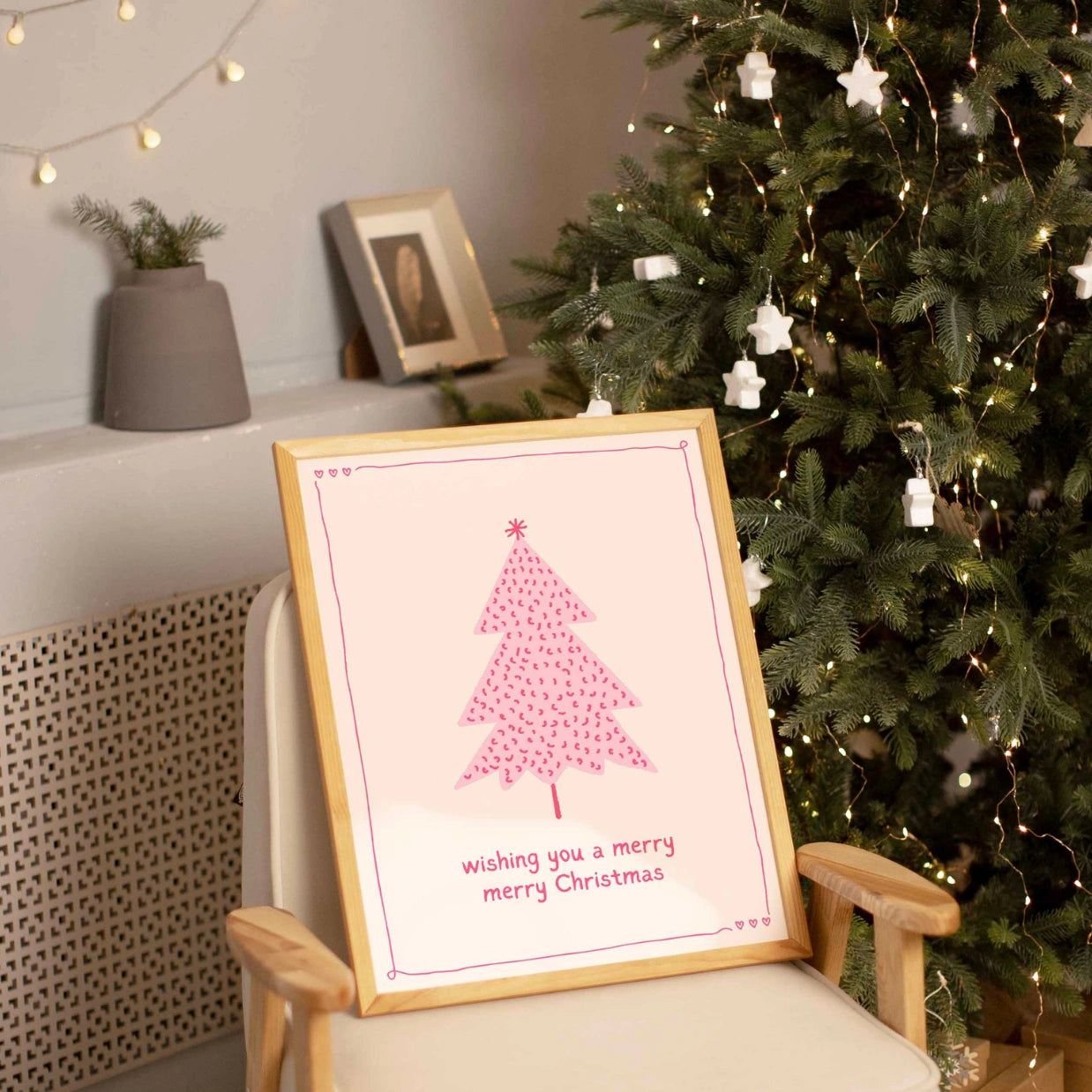 Stampa albero di Natale rosa