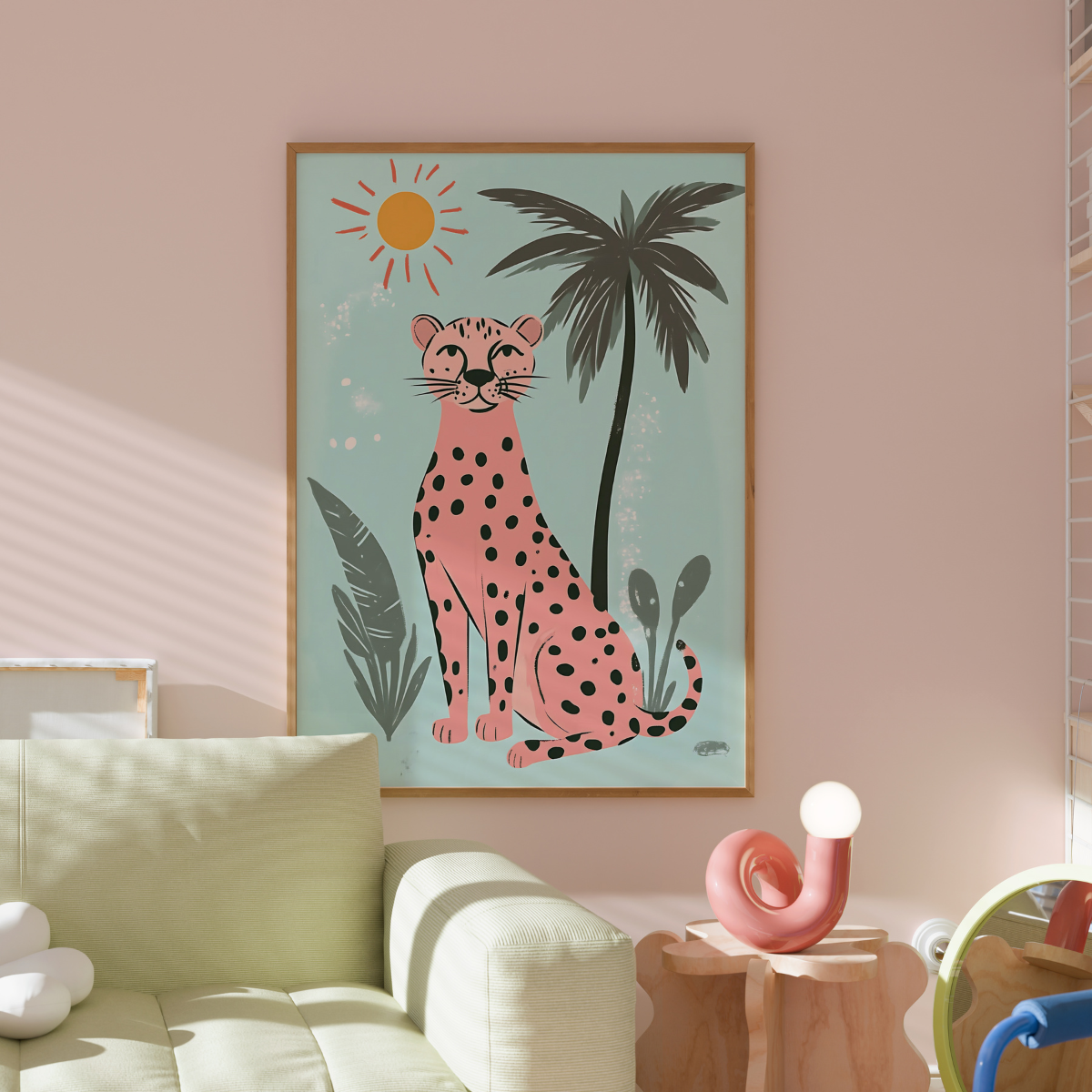 Pink Cheetah Wall Art – Tropical Animal Print