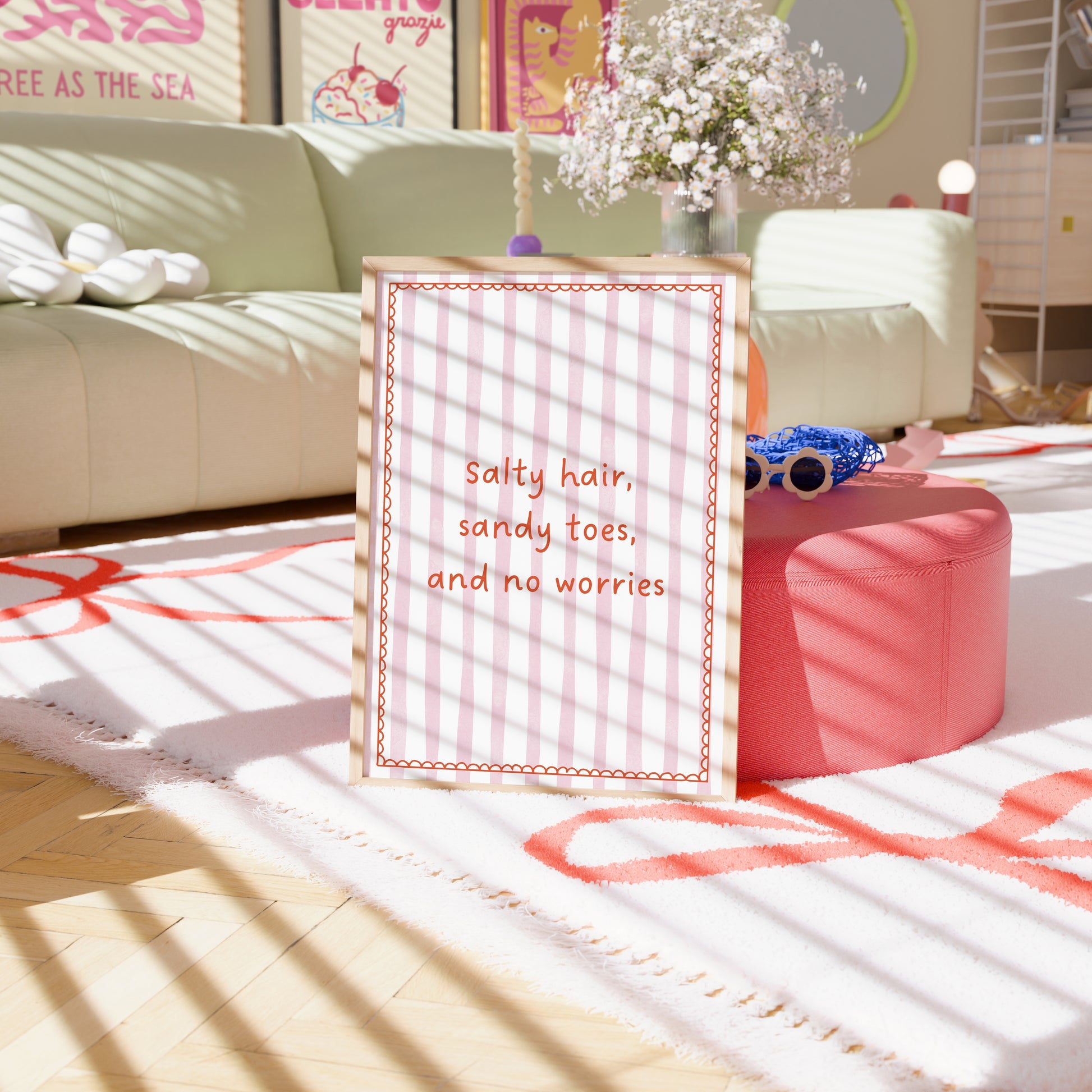 Salty Hair Wall Art – Beach Quote Print