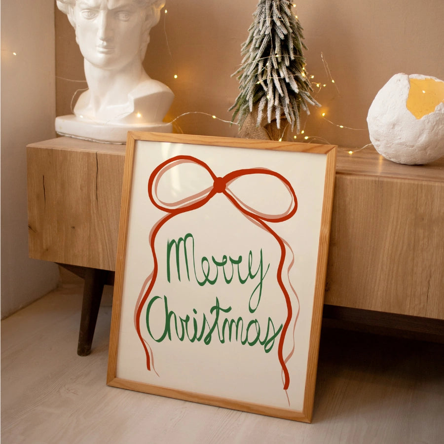 Merry Christmas Wall Art – Minimal Festive Typography Poster