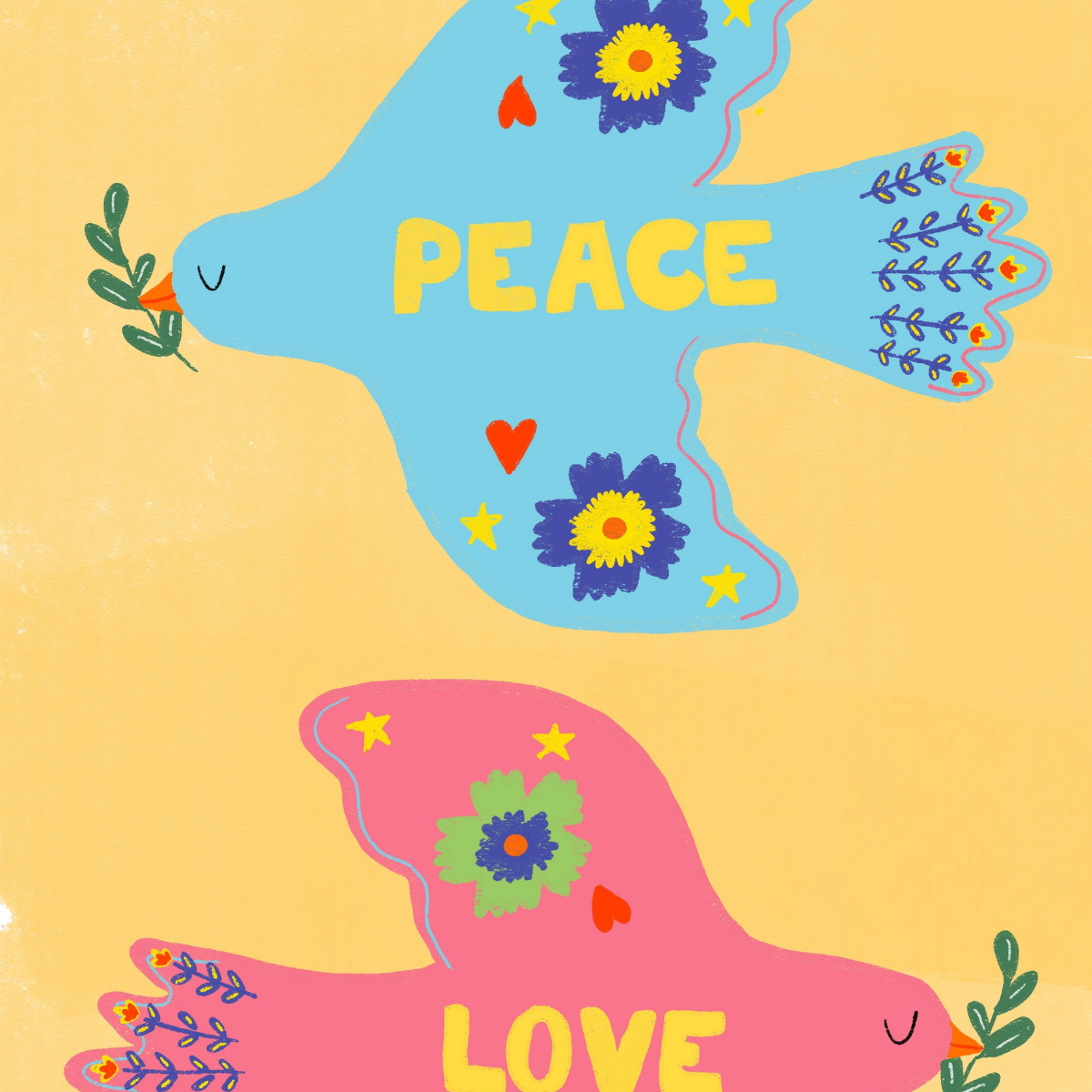 Peace and Love Christian Wall Art – Cute Dove Bible Print