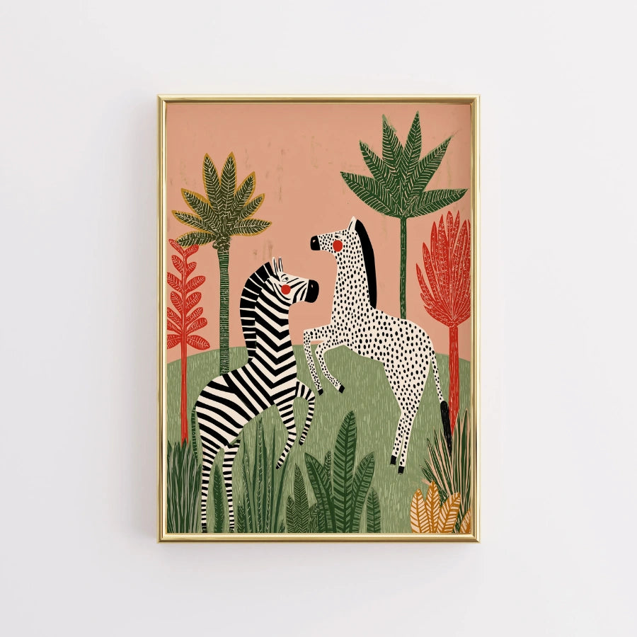 Zebra Wall Art – Whimsical Jungle Animal Print