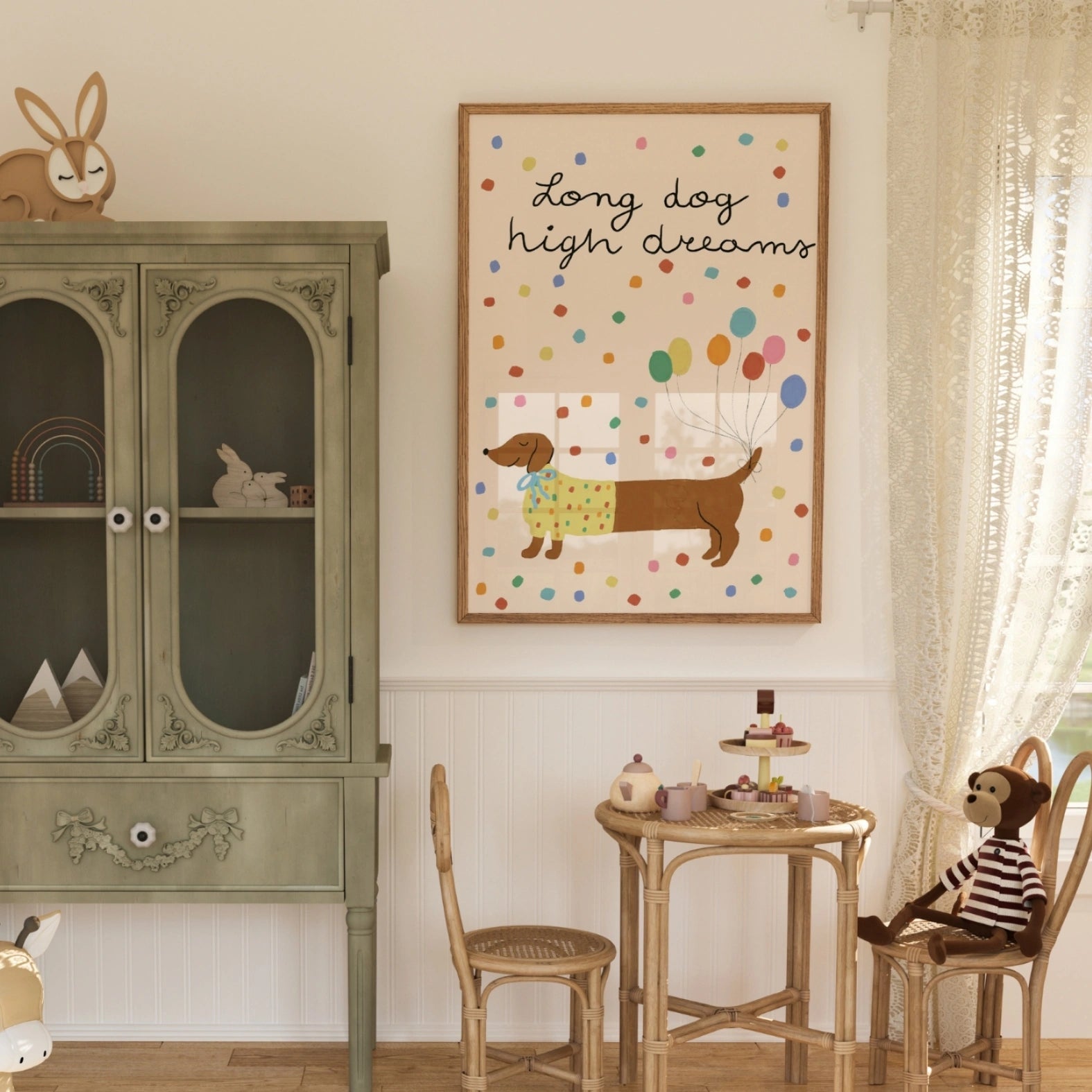 Graziosa decorazione murale con bassotto