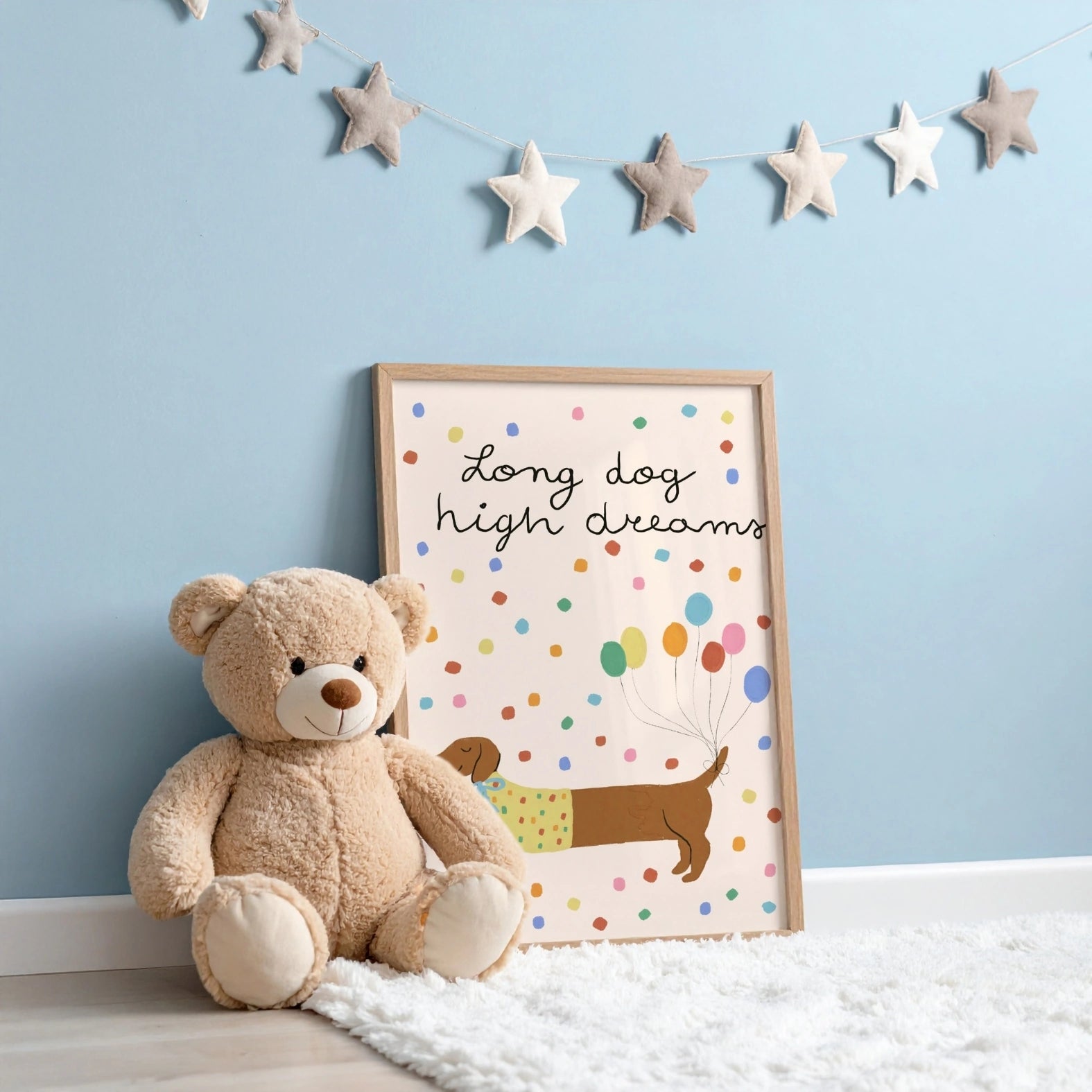 Graziosa decorazione murale con bassotto