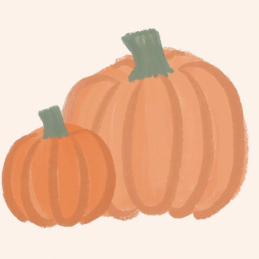 Pumpkin Duo Wall Art - Minimal Autumn Harvest Print