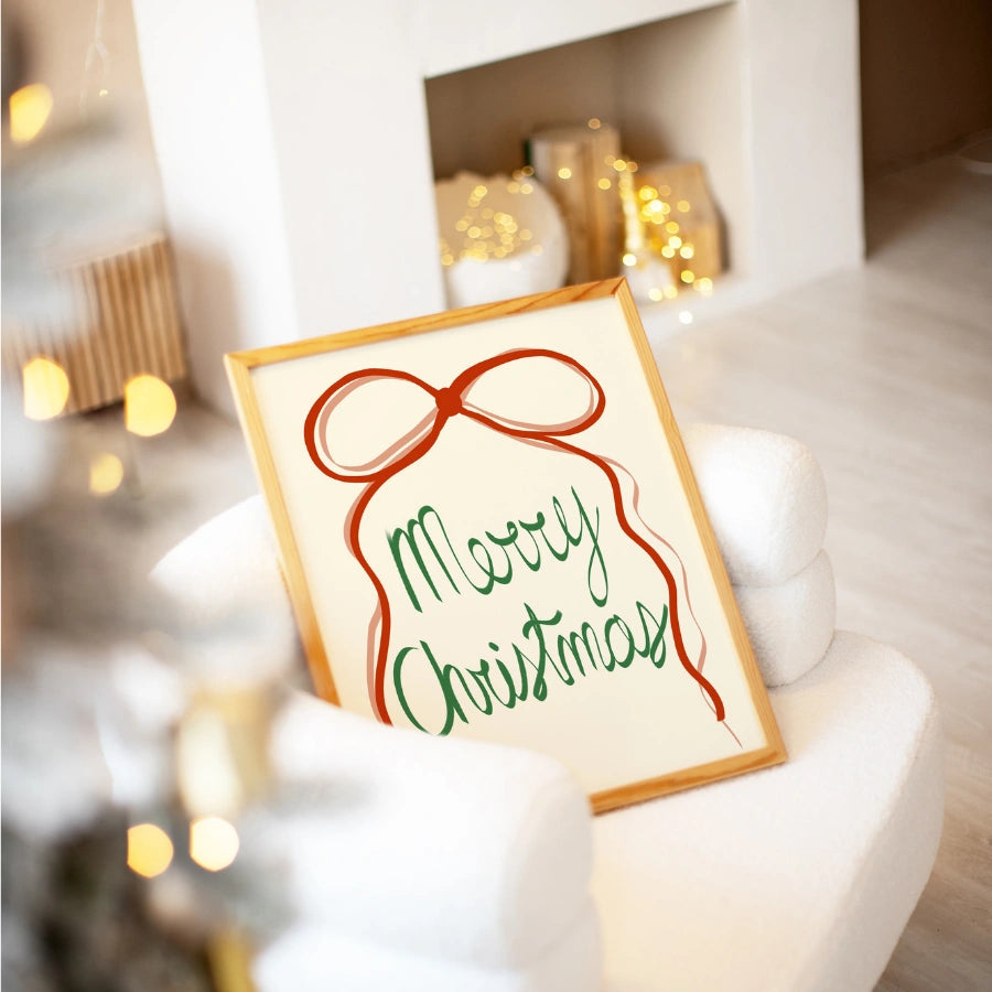 Merry Christmas Wall Art – Minimal Festive Typography Poster