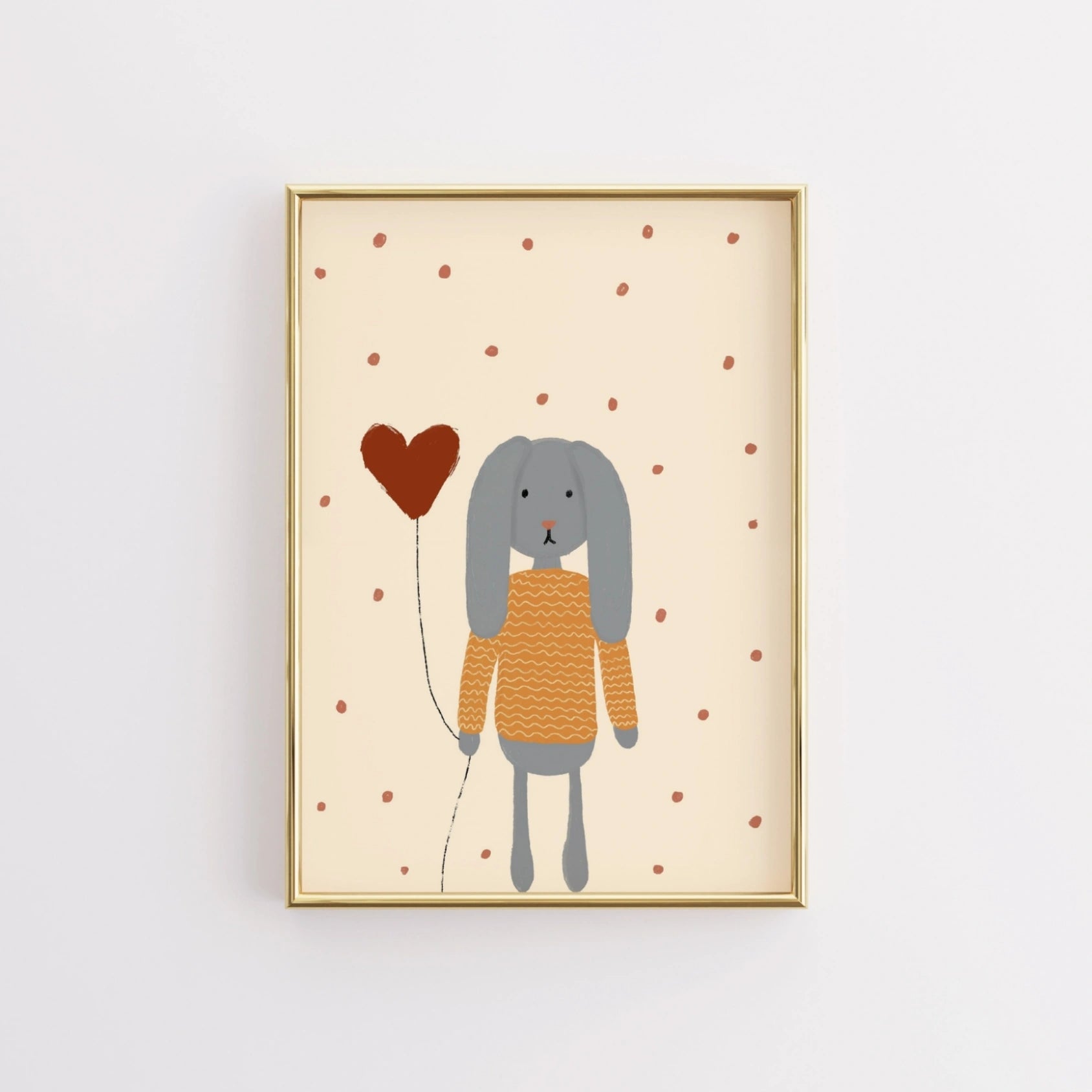 Bunny with Heart Balloon Nursery Print