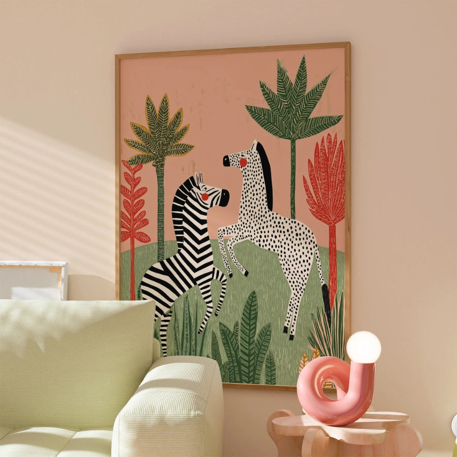 Zebra Wall Art – Whimsical Jungle Animal Print