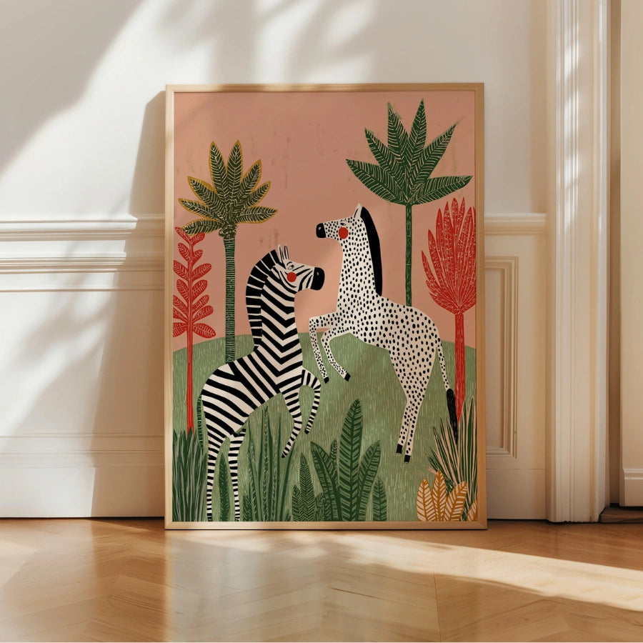Zebra Wall Art – Whimsical Jungle Animal Print