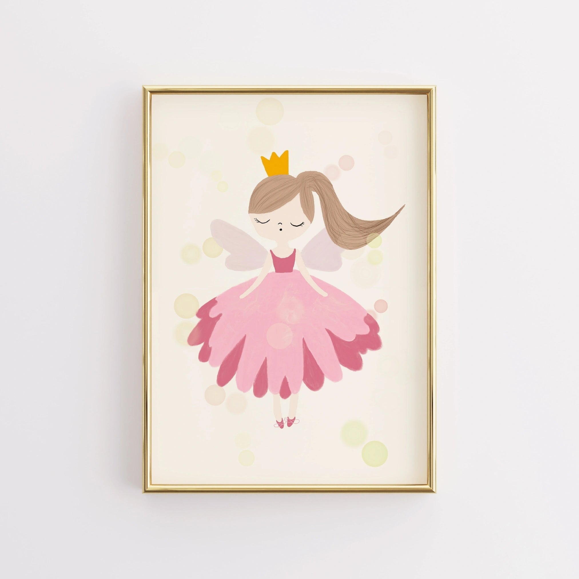 Pink Fairy Princess Wall Art - Girl's Room Decor Print
