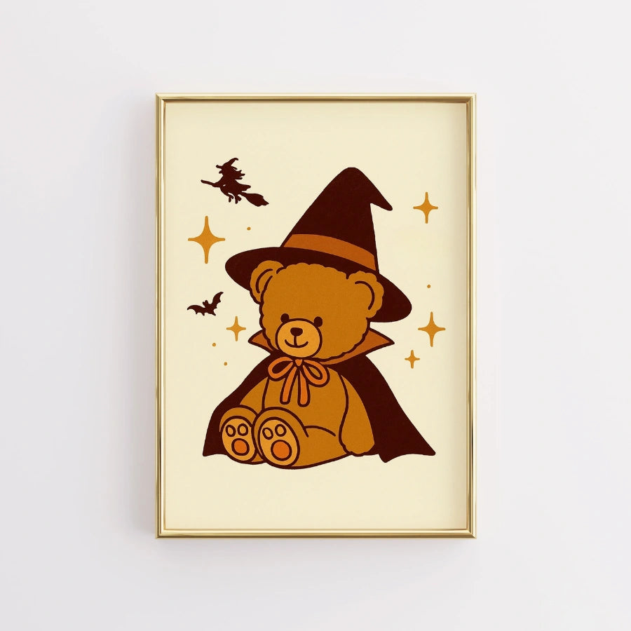 Halloween Teddy Bear Print – Cute Witch Bear Nursery Art