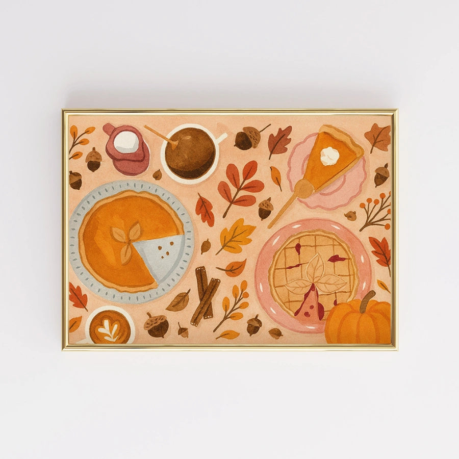 Pumpkin Pie Wall Art - Cozy Autumn Dessert Print
