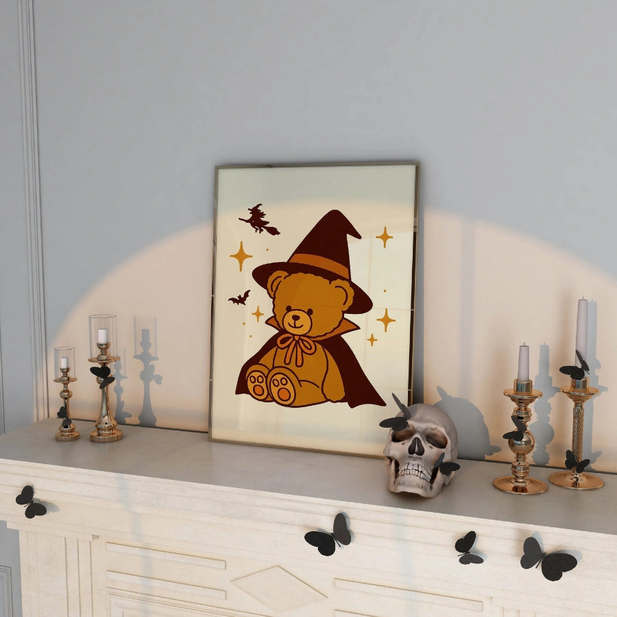 Halloween Teddy Bear Print – Cute Witch Bear Nursery Art