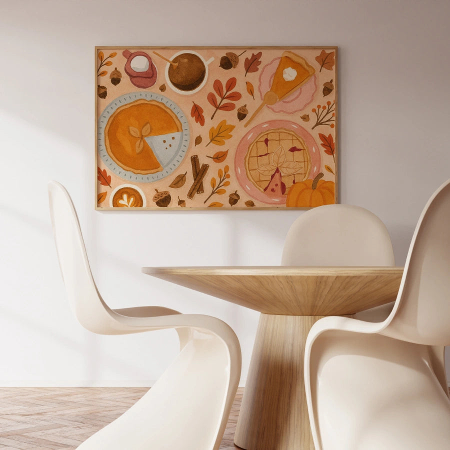 Pumpkin Pie Wall Art - Cozy Autumn Dessert Print