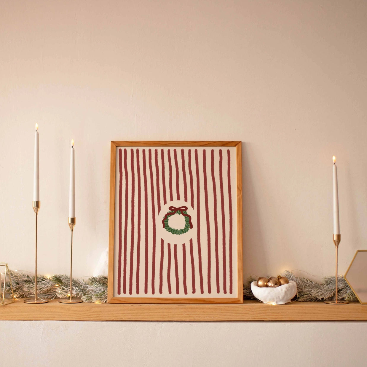 Striped Wreath Print