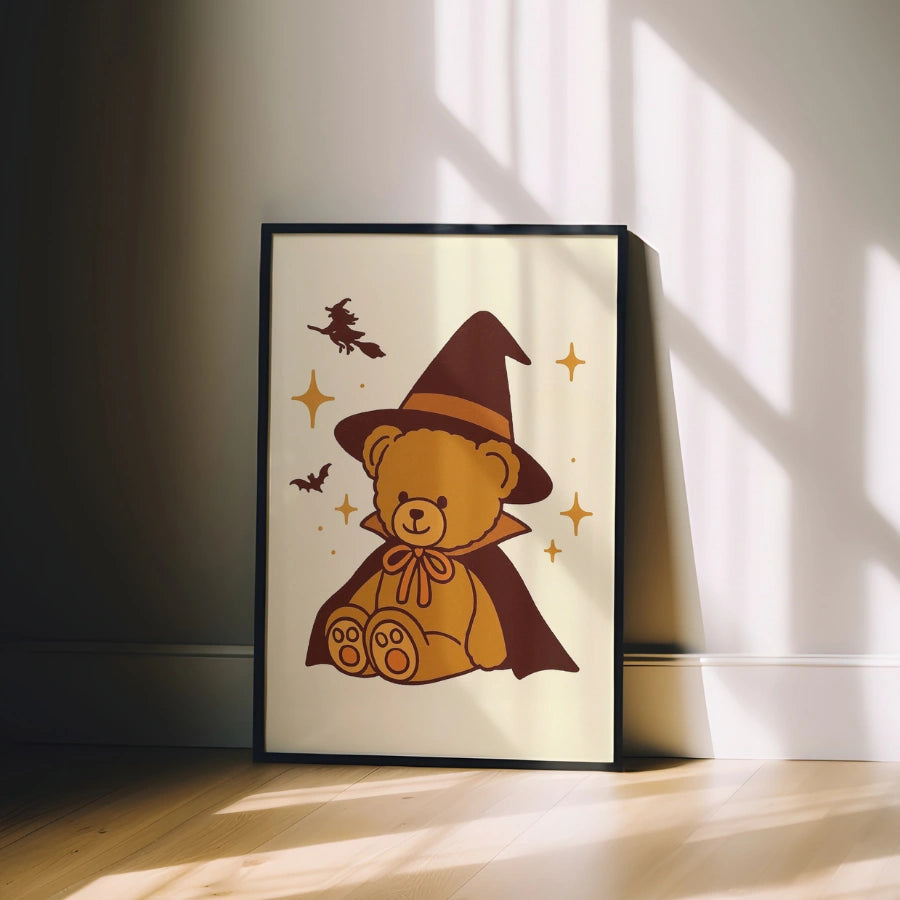 Halloween Teddy Bear Print – Cute Witch Bear Nursery Art