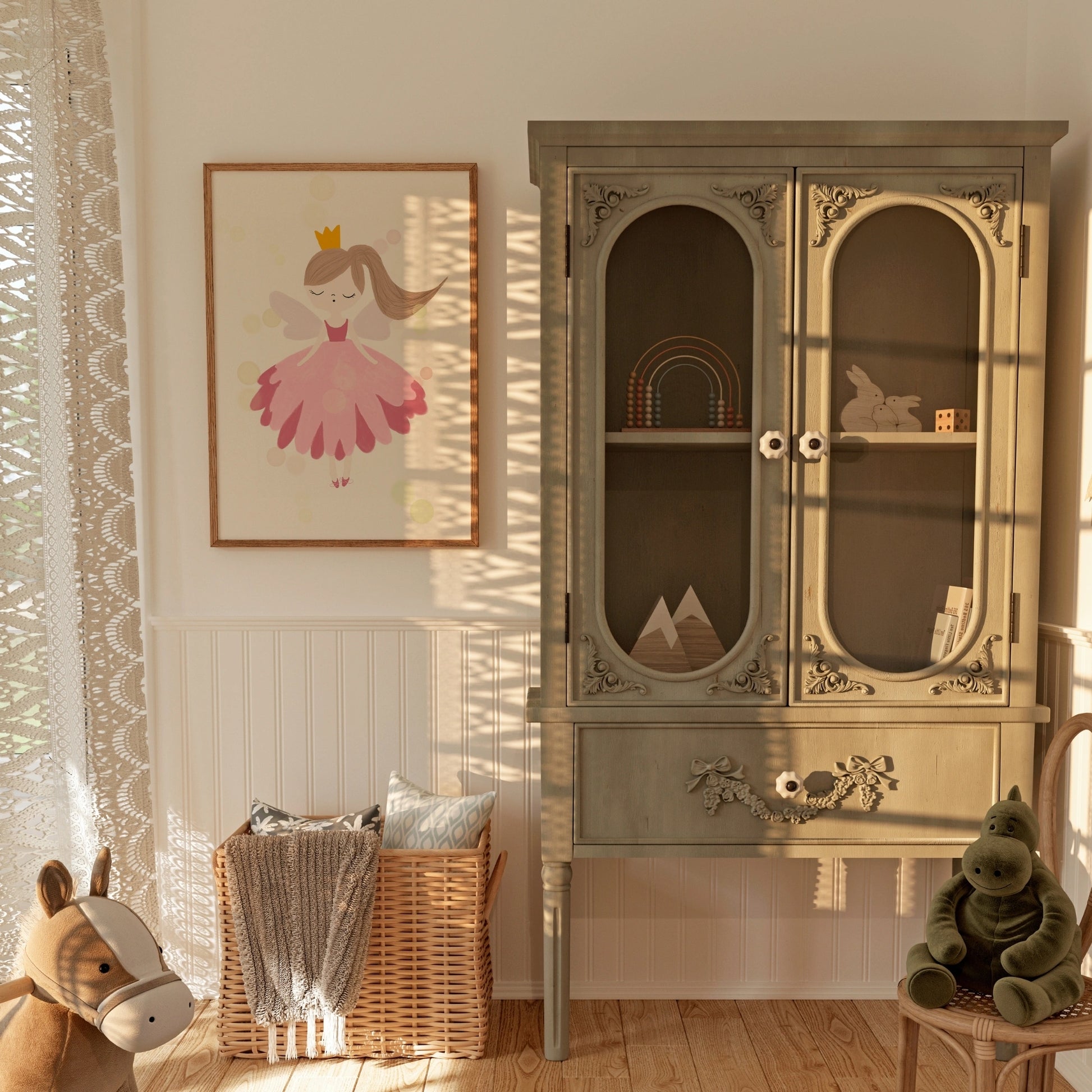 Pink Fairy Princess Wall Art - Girl's Room Decor Print