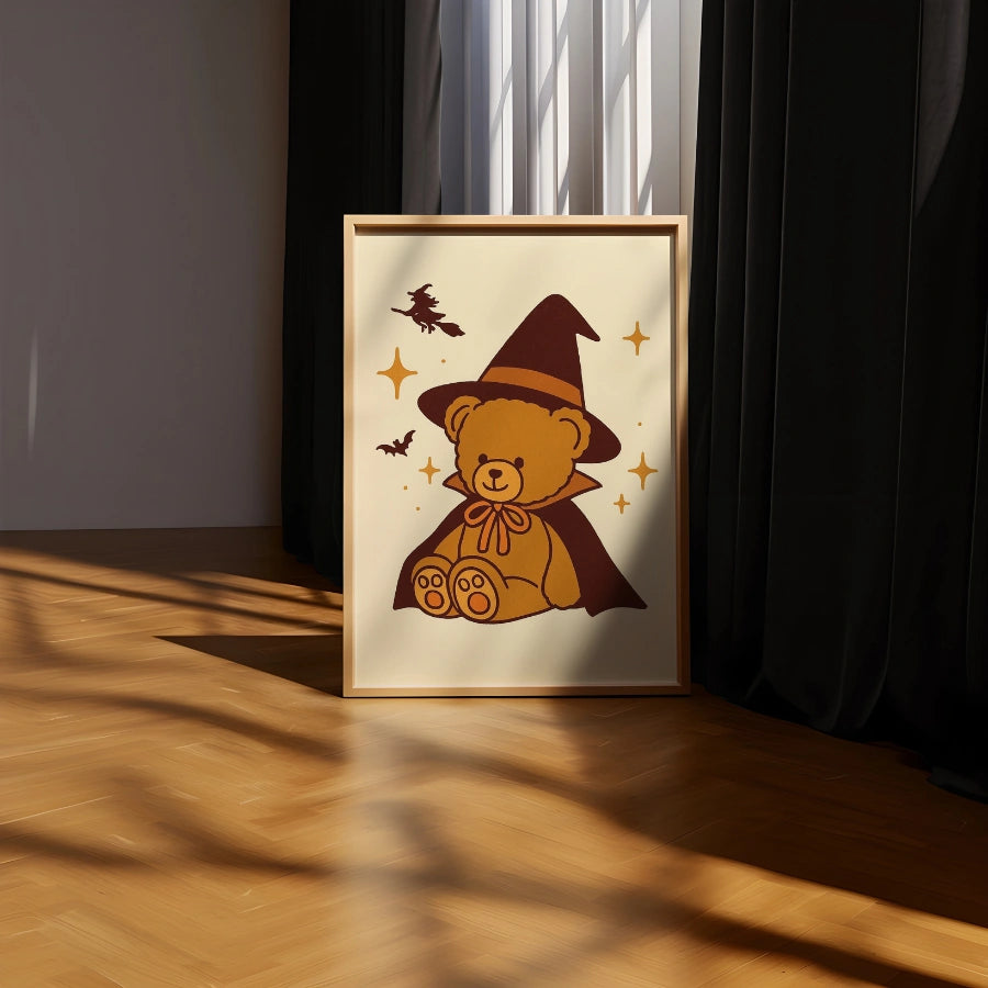 Halloween Teddy Bear Print – Cute Witch Bear Nursery Art