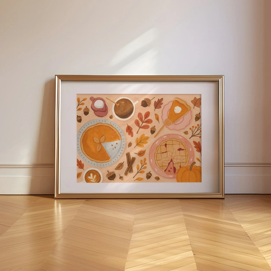 Pumpkin Pie Wall Art - Cozy Autumn Dessert Print