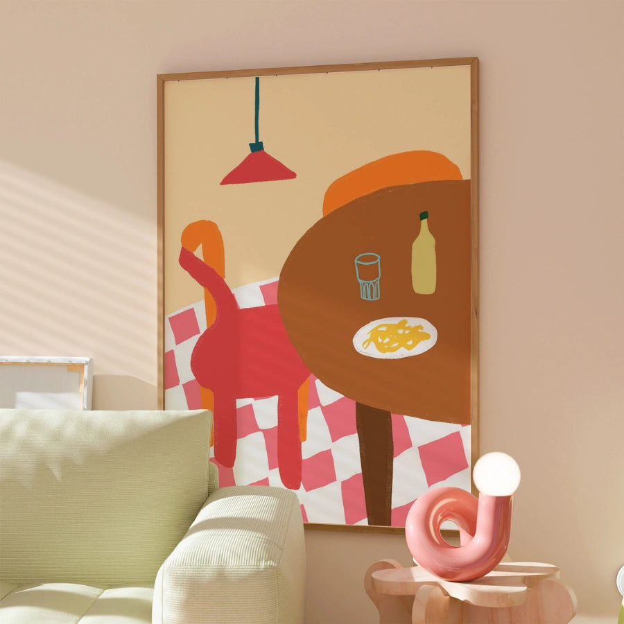 Arte murale boho da cucina italiana - Stampa estetica bohémien 