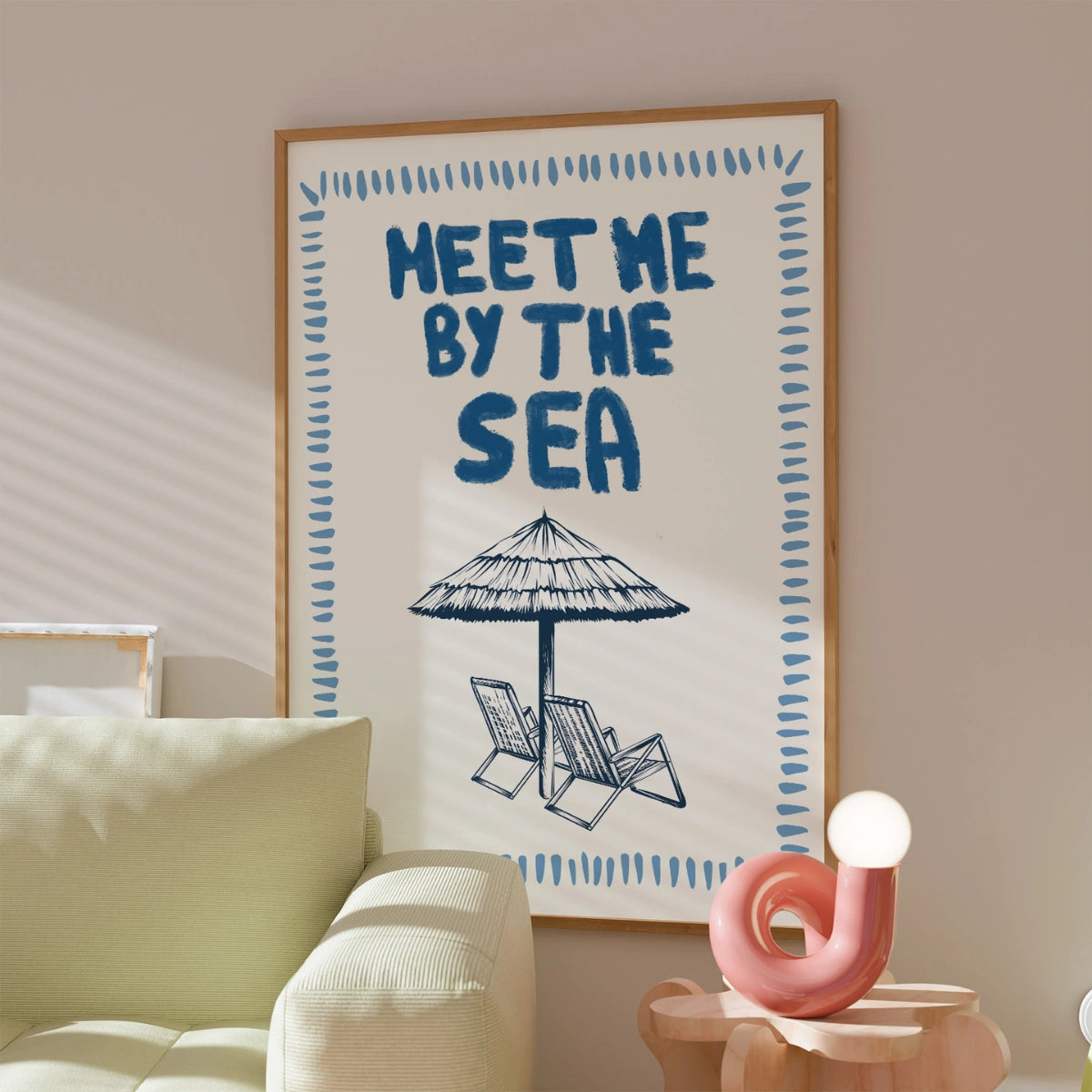 Meet Me by the Sea Print - Beach Umbrella Wall Art