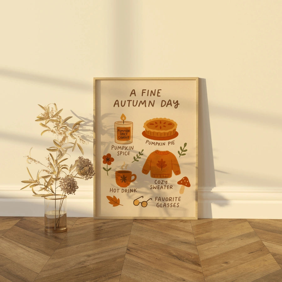 Pumpkin Spice Autumn Wall Art – Cozy Fall Home Decor