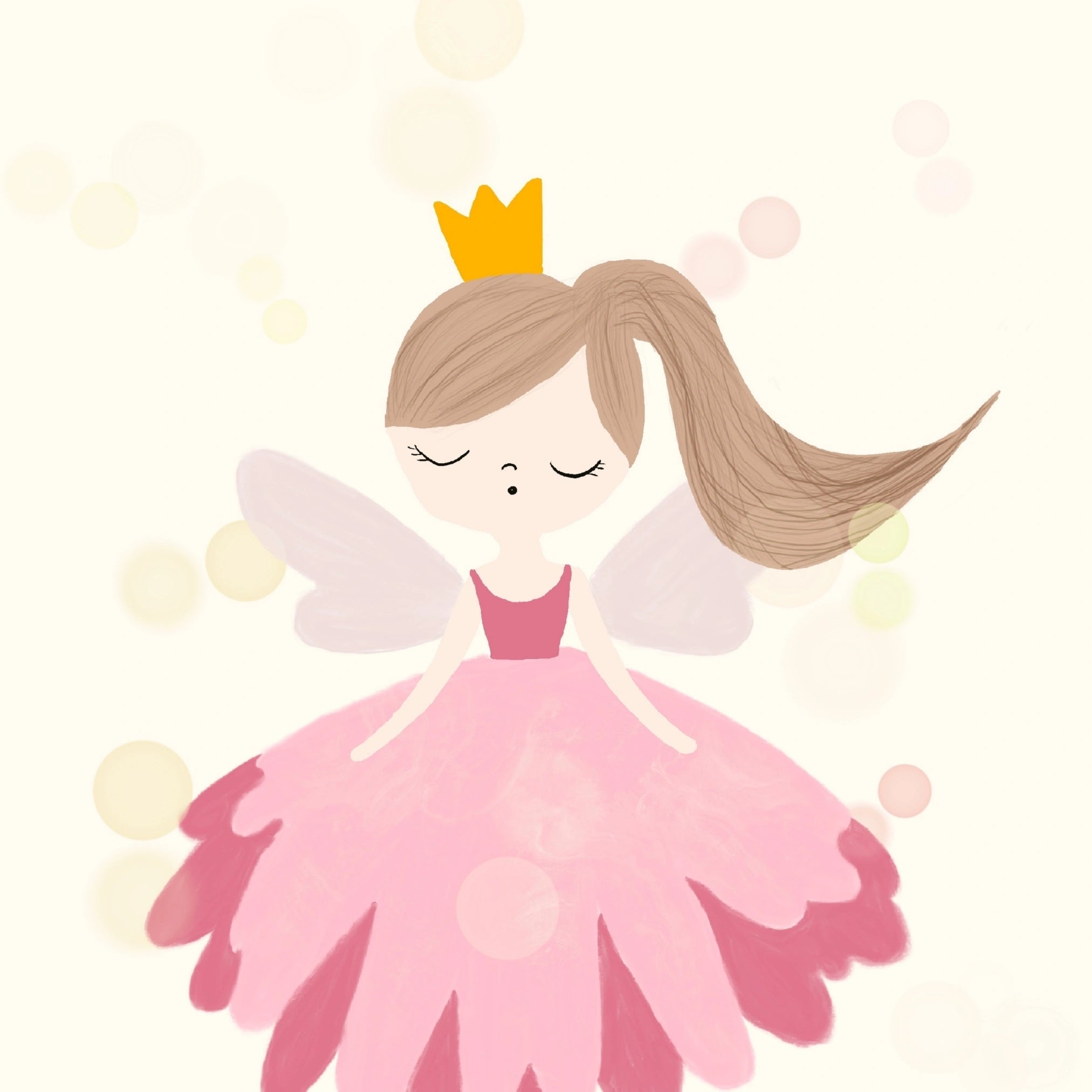 Pink Fairy Princess Wall Art - Girl's Room Decor Print
