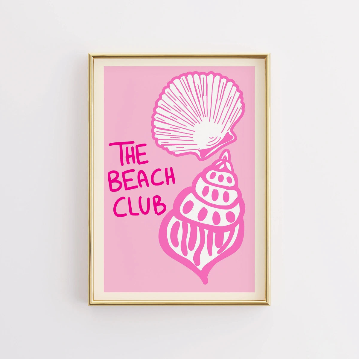 The Beach Club Wall Art Print - Pink Coastal Seashell Poster