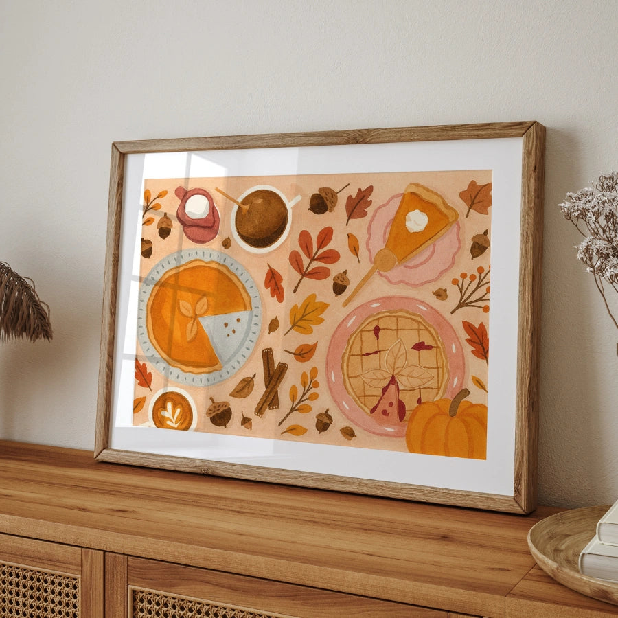 Pumpkin Pie Wall Art - Cozy Autumn Dessert Print