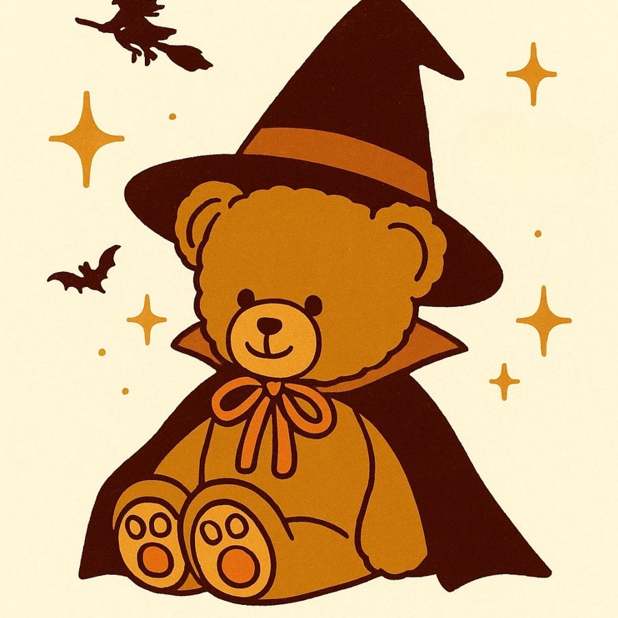 Halloween Teddy Bear Print – Cute Witch Bear Nursery Art