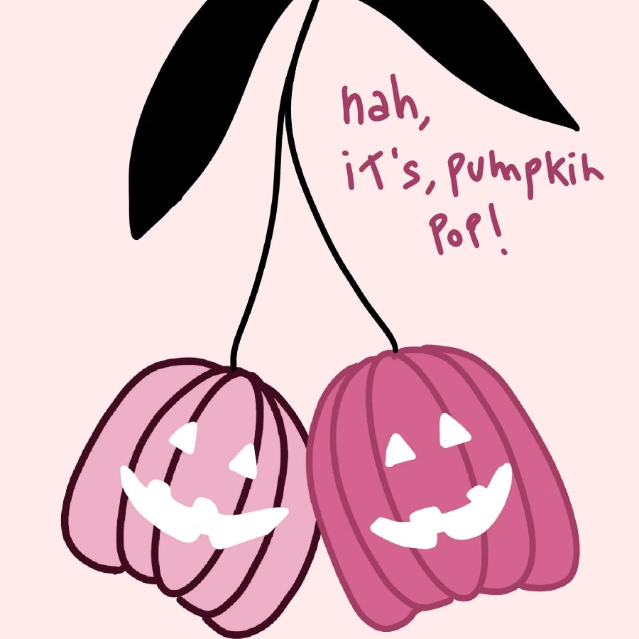 Pumpkin Cherry Wall Art – Cute Pink Halloween Print