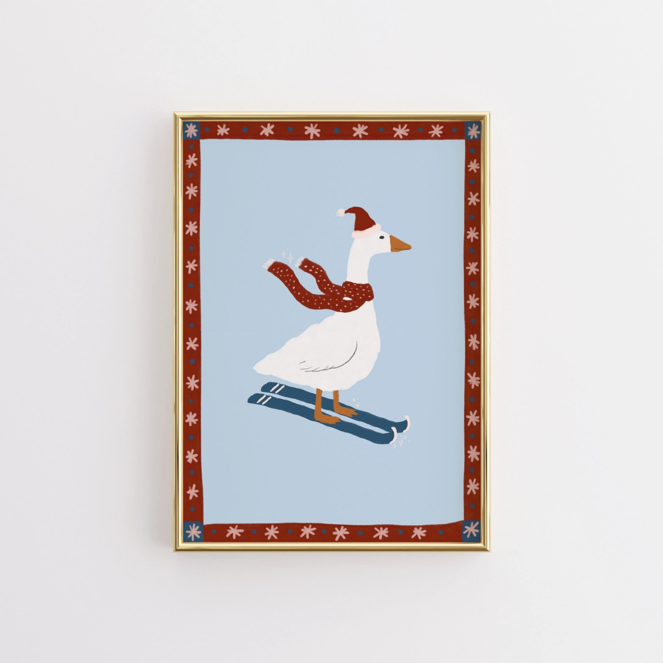 Goose on Skis Christmas Wall Art