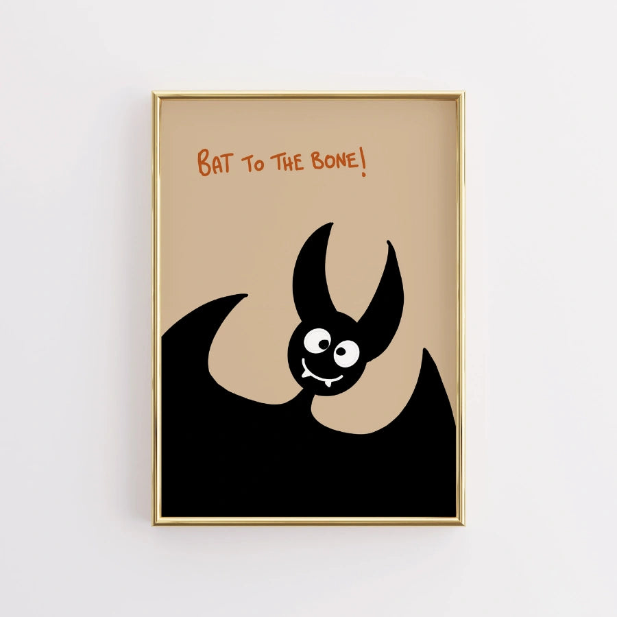 Funny Bat Halloween Print – Bat to the Bone Wall Art