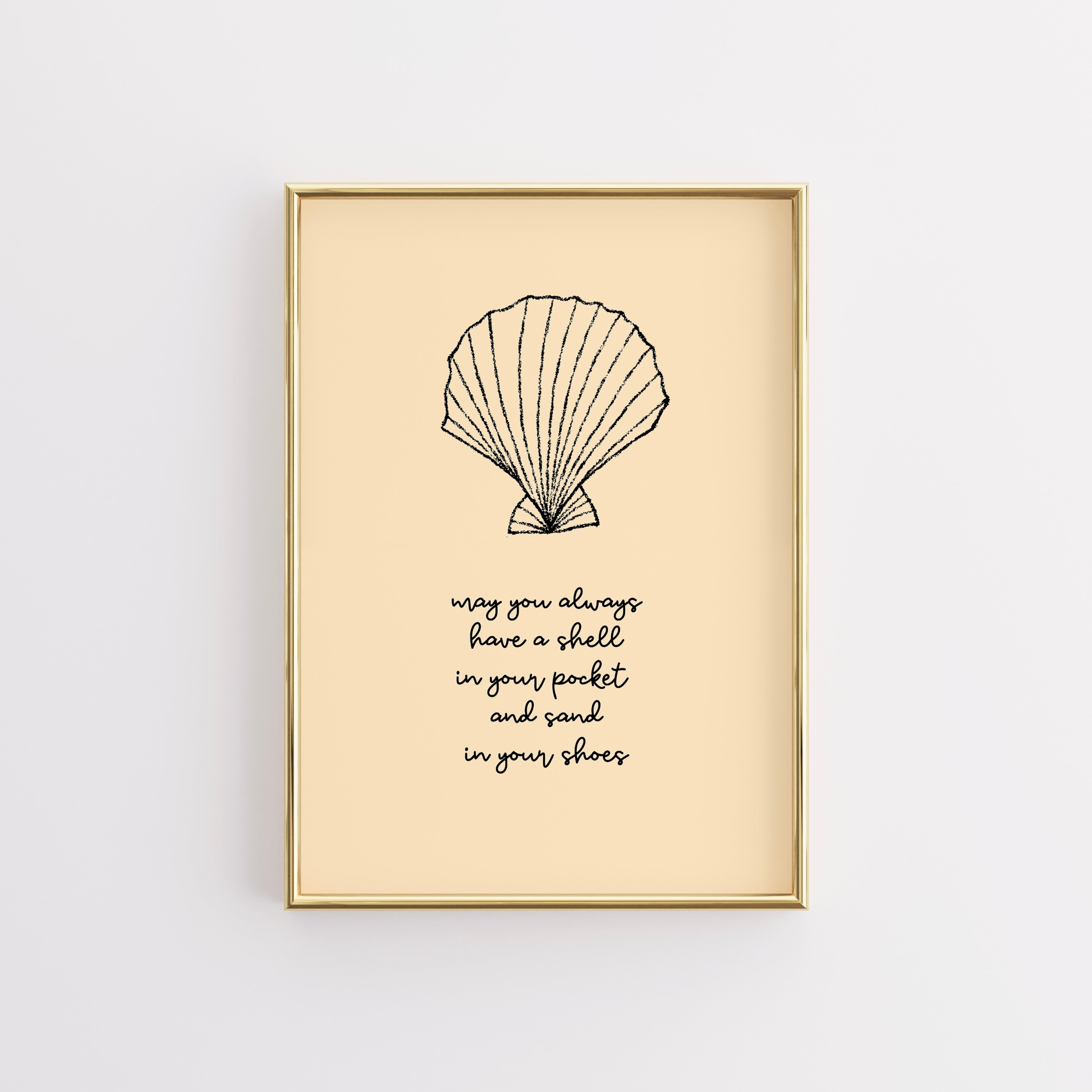 Yellow Shell Wall Art - Trendy Coastal Print