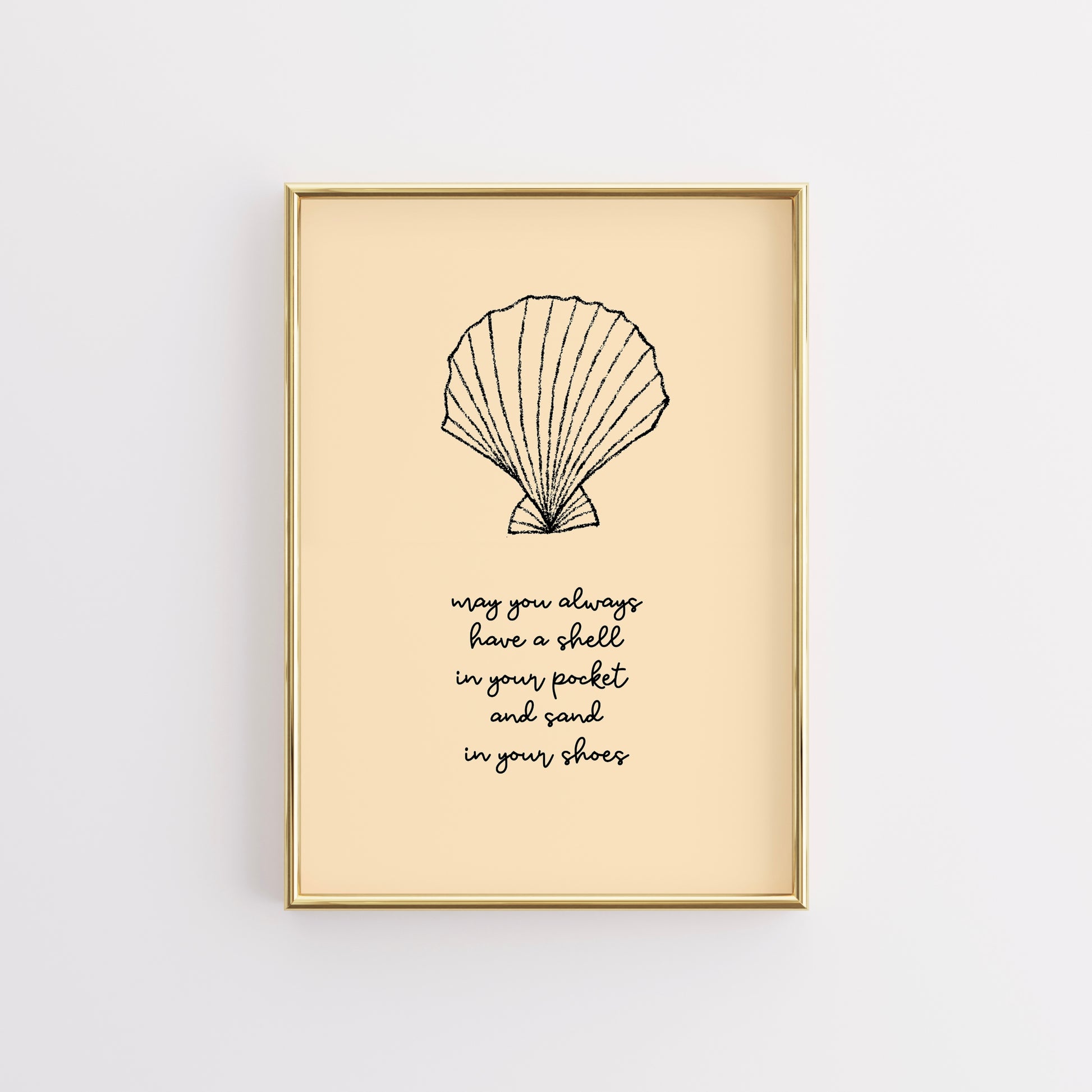 Yellow Shell Wall Art - Trendy Coastal Print